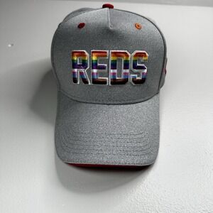 2024 CINCINNATI REDS PRIDE ADJUSTABLE HAT GRAY RAINBOW GAY TRANS LGBTQ